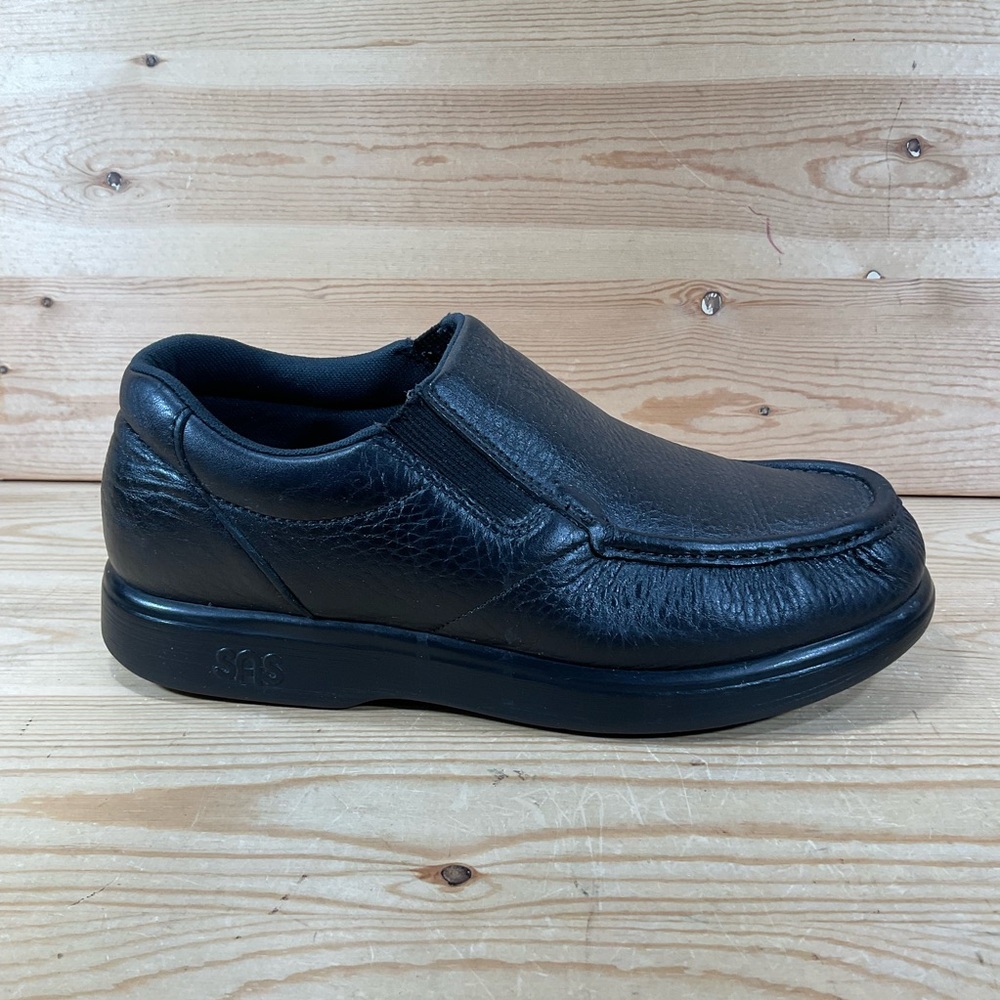 SAS Side Gore Slip On Loafer Men’s 9 WW Black Pebbled Grain Leather MADE IN USA - Picture 2 of 9